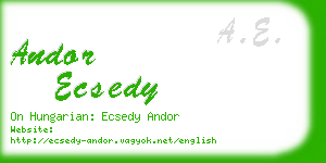 andor ecsedy business card